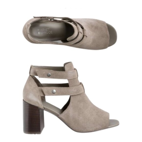 Amazon.com | Coutgo Heels for Women Open Toe Boots Cutout  NEW Market & Spruce Riley Cutout Suede Heeled Open Toe Sandal Bootie Sz. 8.5